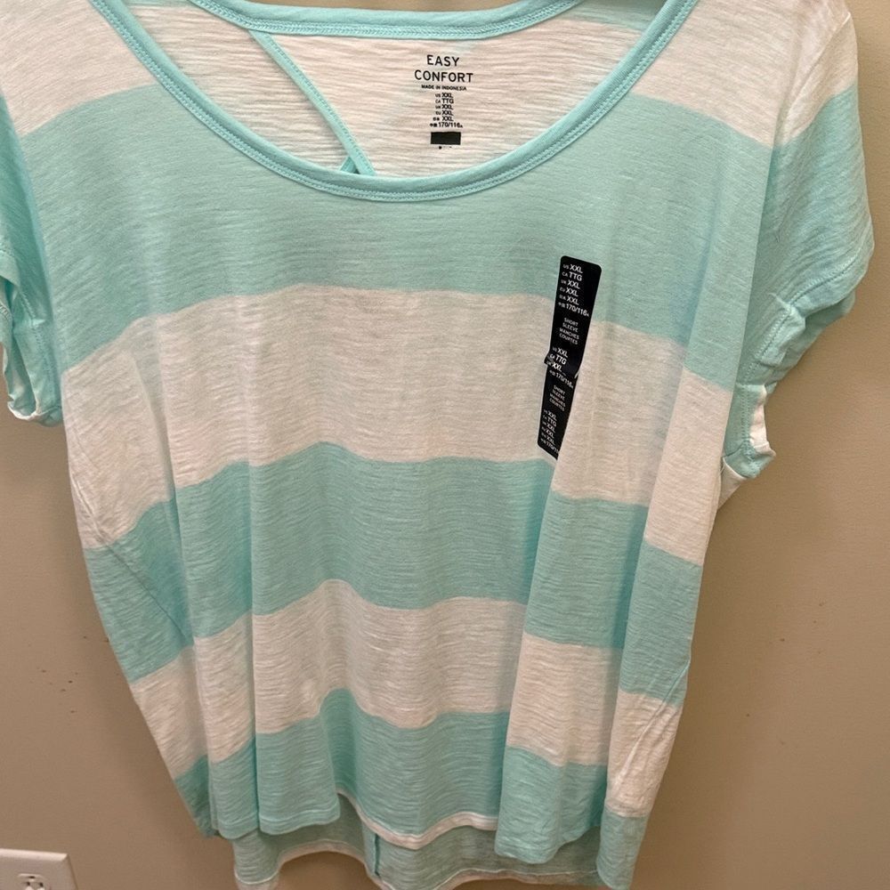 Women's Striped Top - Mint and White